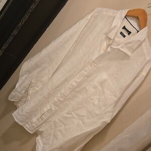 Orvis Men's White Linen Button-Down Shirt XXL